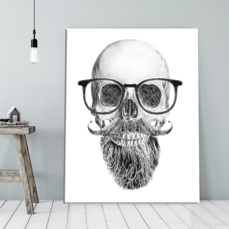 Стильная Картина на холсте Morderm Cool Scull Man постер для украшения гостиной дома