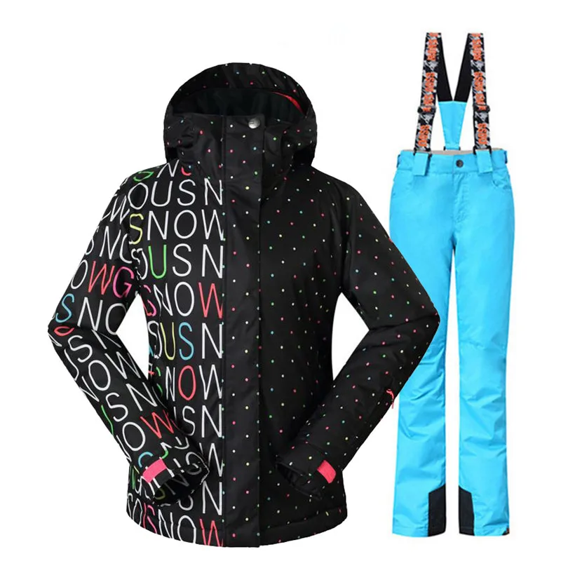 picture jacket pant Женский лыжный костюм, комплекты для спорта на открытом воздухе, сноубординга, 10 k, водонепроницаемые, ветрозащитные, зимние куртки и лыжные штаны, Gsou, белоснежные буквы - Цвет: picture jacket pant