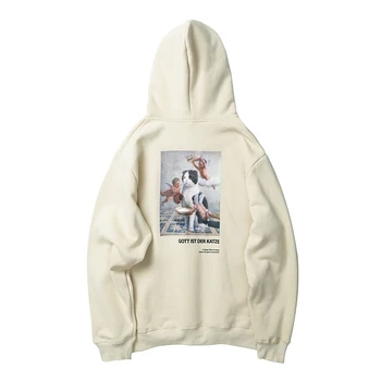 

2020 New Men Fashion street hoodies Funny Angels Cat Print Hoodies Sweatshirts Harajuku Hip Hop Casual Pullover Hooded Streetwea