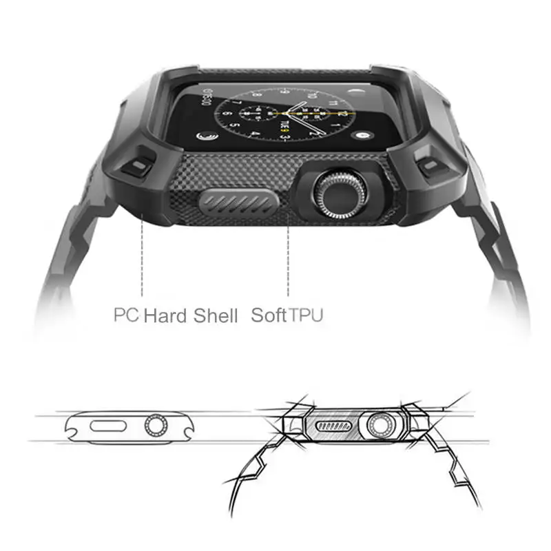 LOVERONY интегрированный Гальванизированный ремешок для часов 40 мм 44 мм для Apple Watch серии 4 TPU ремешок для часов PC чехол для Apple i Watch браслет