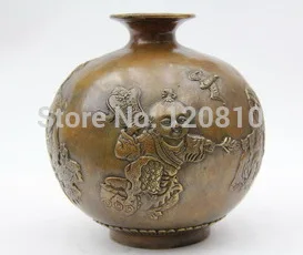 

Chinese Pot Statue Bronze Copper Ware Collection Art Figurine Decoration T007