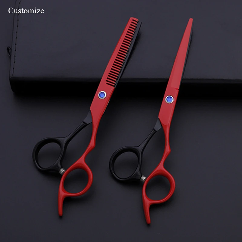 Японские Стальные Ножницы с логотипом на заказ 6 дюймов синие драгоценные камни