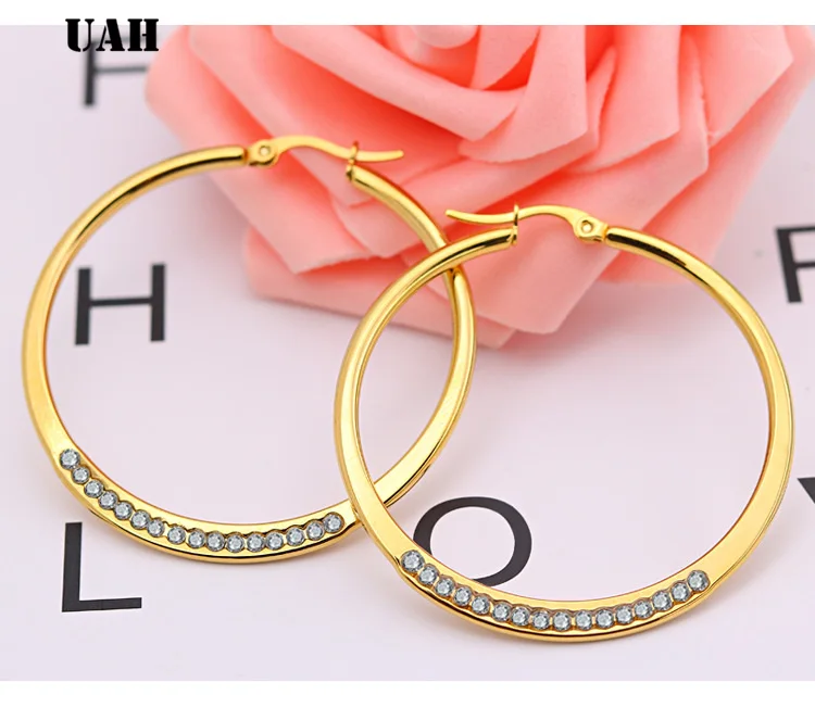 UAHCrystal круглые серьги-кольца Витой Золотой Цвет для женщин вечерние высокое качество