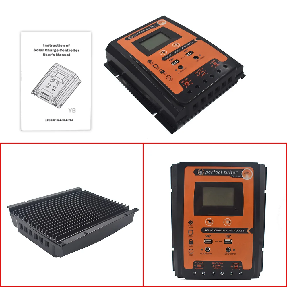 

New 12/24V 70A MPPT Solar Charge Controller Panel Battery Regulator Dual USB