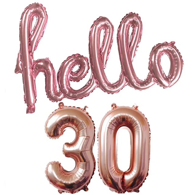 Rose Gold Hello 30 Baby Balloons Baby Shower 10/13/15/21/25th 30th Birthday  Party Decor 21 30 number Balls Inflatable Air Globos