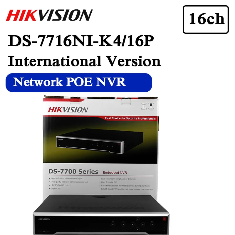 

free shipping DS-7716NI-K4/16P replace DS-7716NI-I4/16P 16POE NVR WITH 4SATA HDMI up to 4K,alarm Recording at up to 12MP