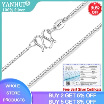 

Easy to Operate W Clasp Design Whole All 100% Original 925 Silver Box Chain Necklaces Women Silver 925 Jewelry Accessories CN02