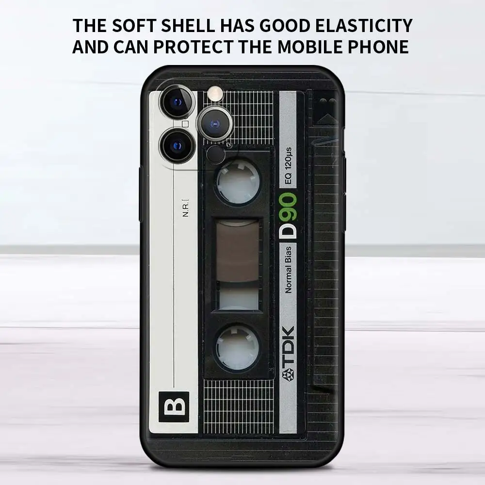 Vintage Cassette Tape Retro Style Black Soft Phone Case