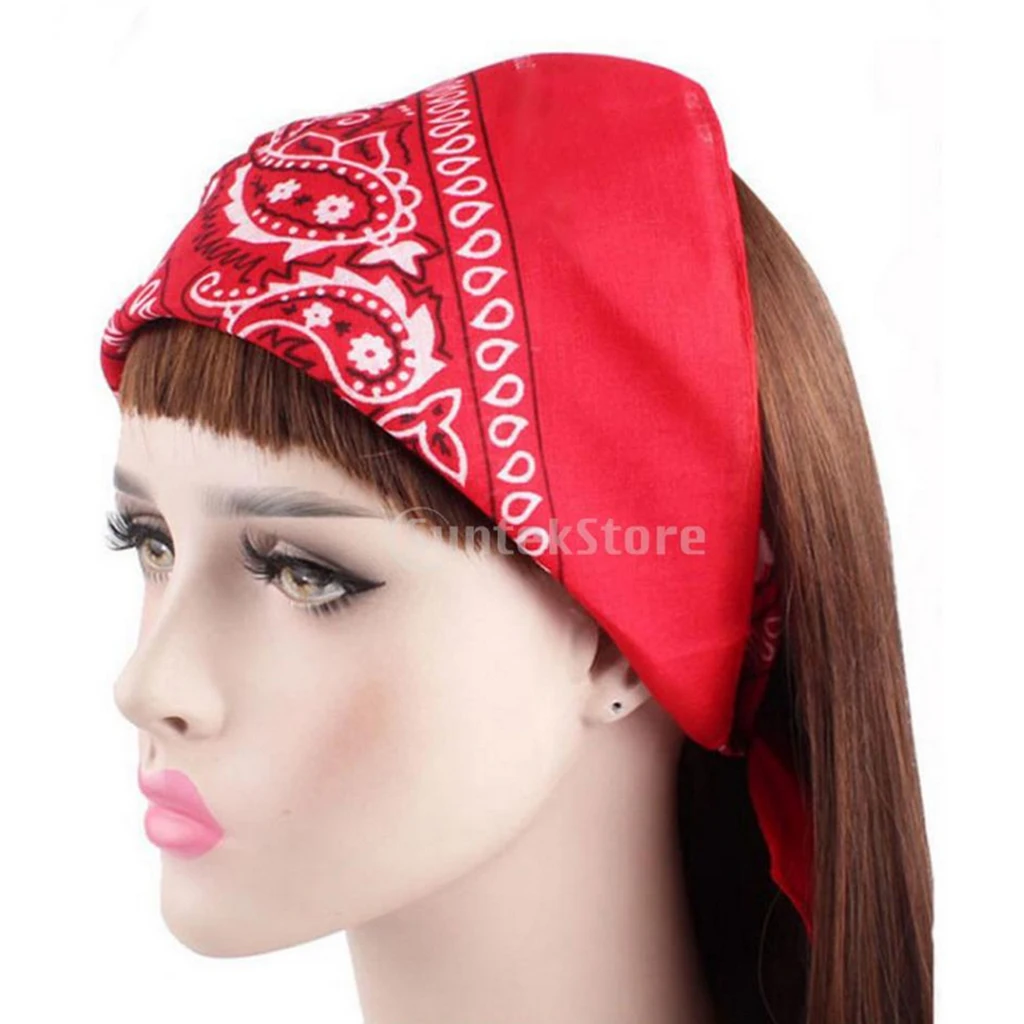 Hip Hop Bandana Headwear  100% Cotton Paisley Cowboy Bandana Scarf Head Wrap Neck Wristband Handkerchief punk Turban Head Scarf