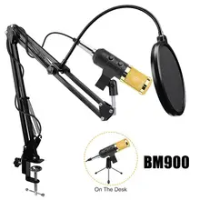 Kaorake – Microphone capacitif professionnel, USB, pour enregistrement Vocal, Kits en direct, Radio, pour ordinateur de bureau, PC, BM900