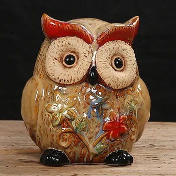 

Europe Ceramic Owl Money Box Animal Owl Piggy Bank Figurine Porcelain Owl Coin Bank Saving Pot Child Gift Home Decoration DA
