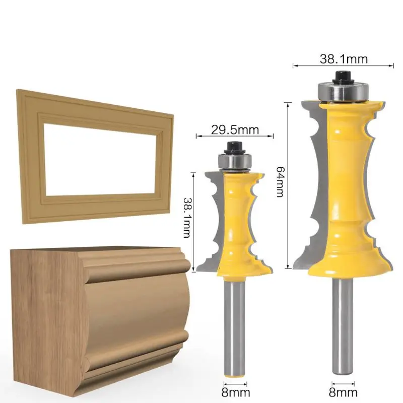 

8mm Shank Miter Frame Molding Router Bit Door Line Knife Tenon Milling Cutter L4MF