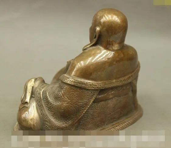 YM 316 " Китайский буддист бронза счастливый смех Майтрея бусы буддистские статуя денежной сумки
