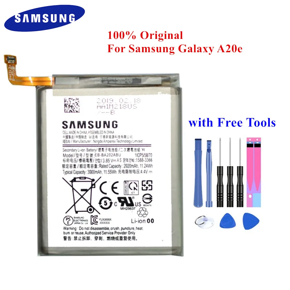 100% Оригинальный аккумулятор для Samsung Galaxy A20e литий-полимерный с полной емкостью