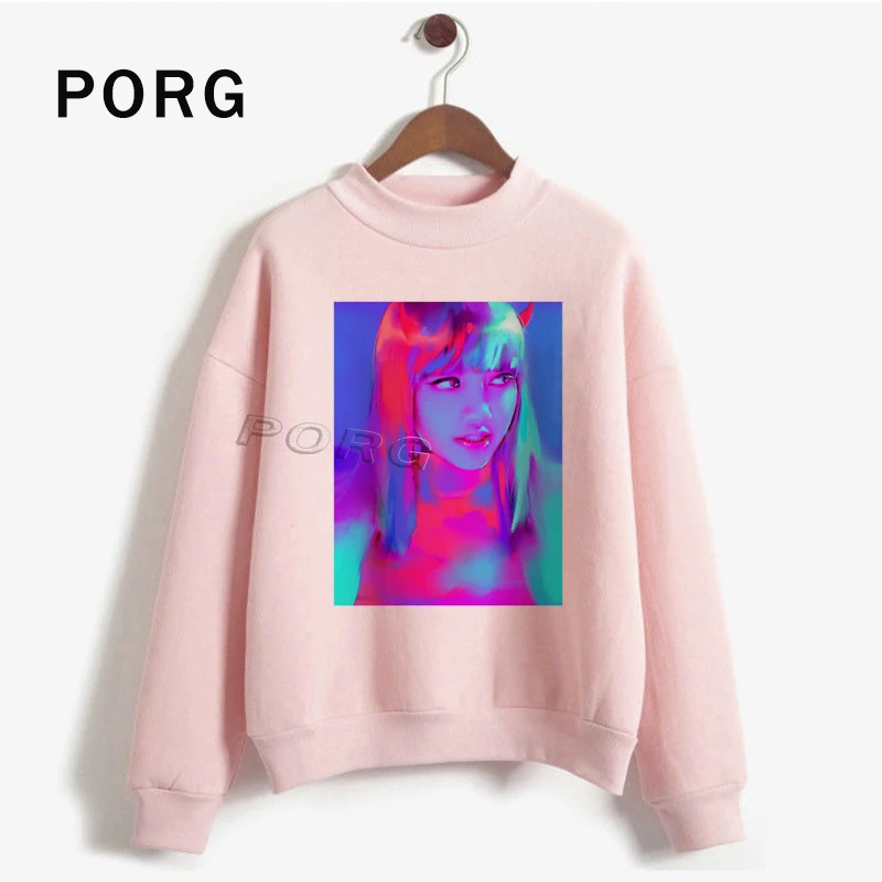 

Lisa BLACKPINK Fans Gothic Korean Women Sudaderas Harajuku Sweatershirt Aesthetic Graphic O-Neck Womens Hoodies Pullover Clothes