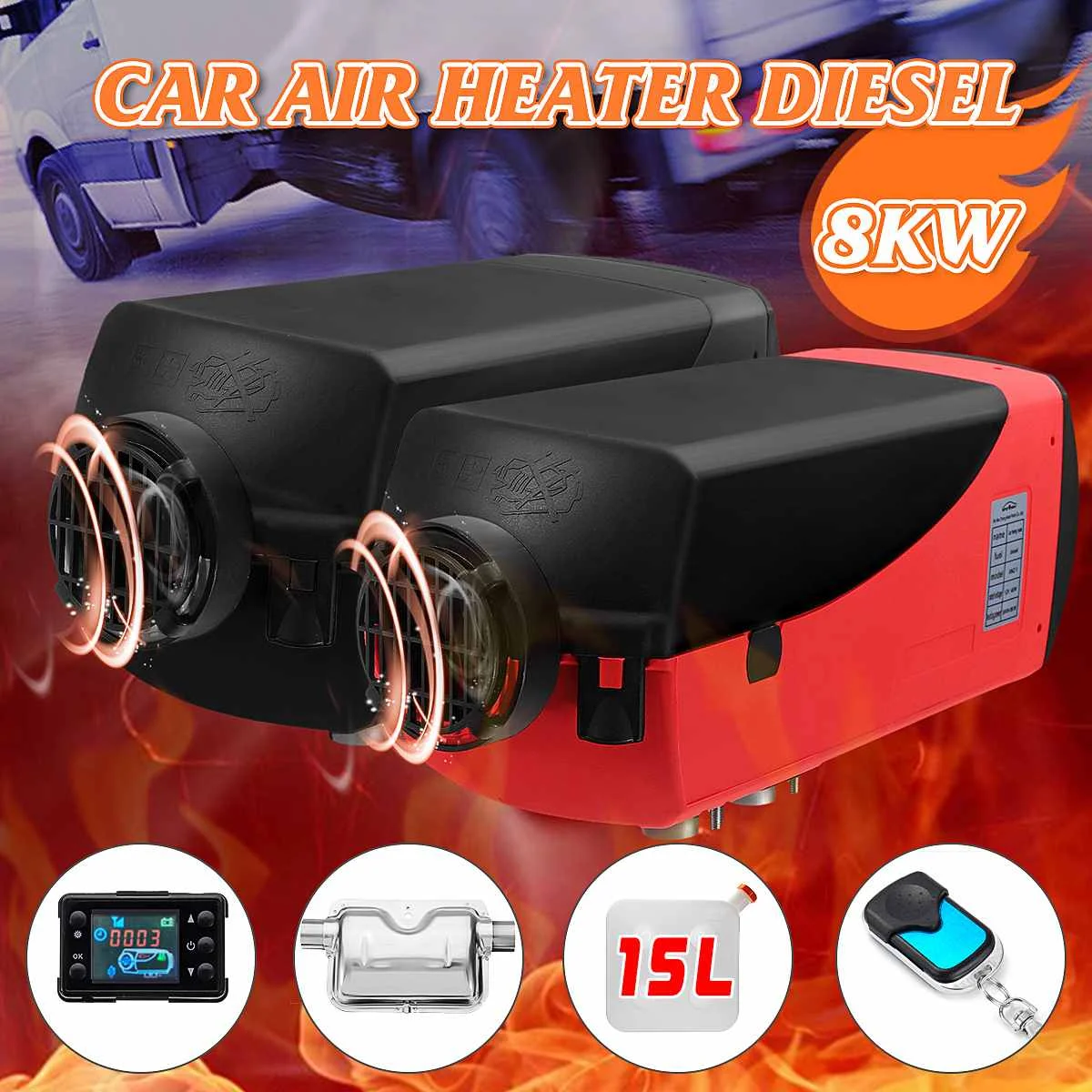Autoleader Car Heater 12V 8KW LCD Diesels Air Heater Parking Heater Silencer 15L Tank Planar Car Trucks Boat With Remote Control