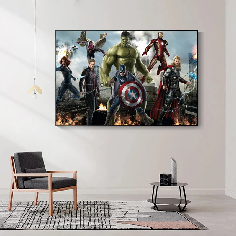 

Marvel Movie Posters and Prints Avengers Iron Man Canvas Painting On the Wall Captain America Thor Pictures for Room Wall Decor