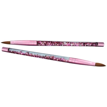 

2Pcs Pink Beauty Kolinsky Sable Acrylic Nail Brush with Liquid Flow Glitter Nail Art Brush for Nail Art Tools - 8 & 10
