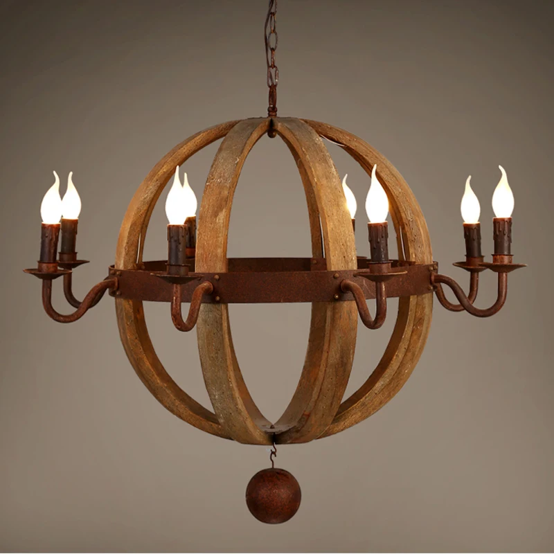 

Vintage Wood Chandelier Bois Lustres Pendant Chandeliers Lighting For Living Room Kitchen Bedroom Retro Indoor Light Fixtures