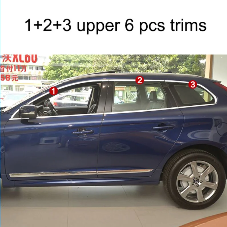 6 pcs trims 2 Нержавеющая сталь окна автомобиля планки для volvo xc60 2009 2010 2011 2012 2013 аксессуары - Цвет: 6 pcs trims 2
