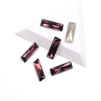 

YANRUO 4547 Glass Amethyst Color Crystal Rhinestones Pointback Stass Princess Baguette Shapes Popular Diamond For Nail Art Gems