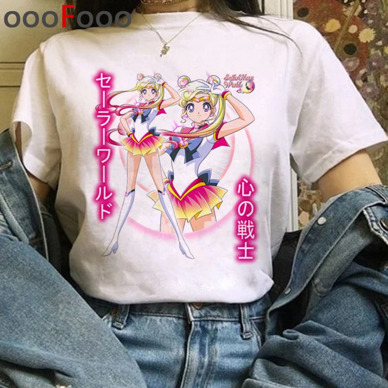 Сейлор Мун Harajuku милые футболки для женщин Ullzang милые Усаги Аниме футболки 90s Забавный мультфильм футболки эстетические футболки женские