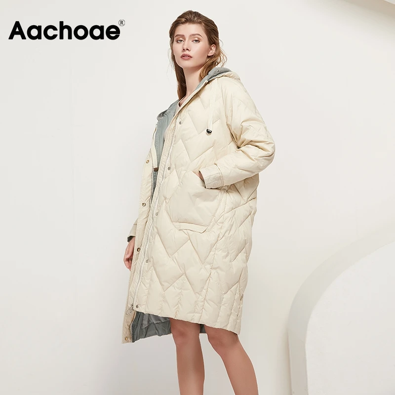 Aachoae 2020 Winter Thick Warm Knit Patchwork Coat