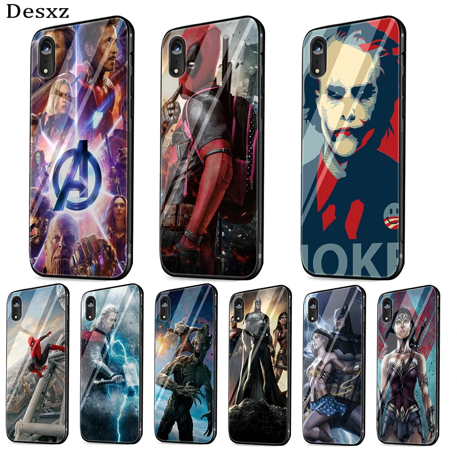 Стеклянный чехол Wild Marvel Avengers для iPhone 5 7 8 6 6s и стеклянный премиум класса 11 Pro X XR XS Max