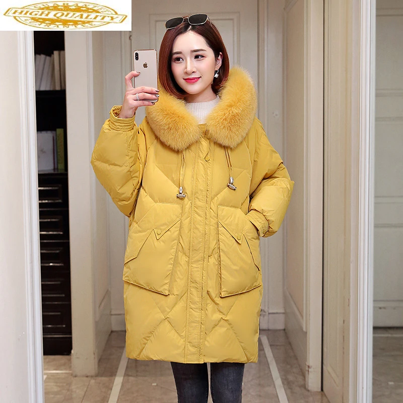 Ayusnue 2020 Nieuwe Parka Winter Jacket Vrouwen Down Katoenen Jas Hooded Fox Bontkraag Koreaanse Warm Oversized Parka Mujer 18109