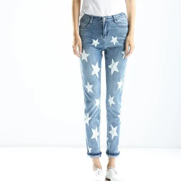 star pattern jeans