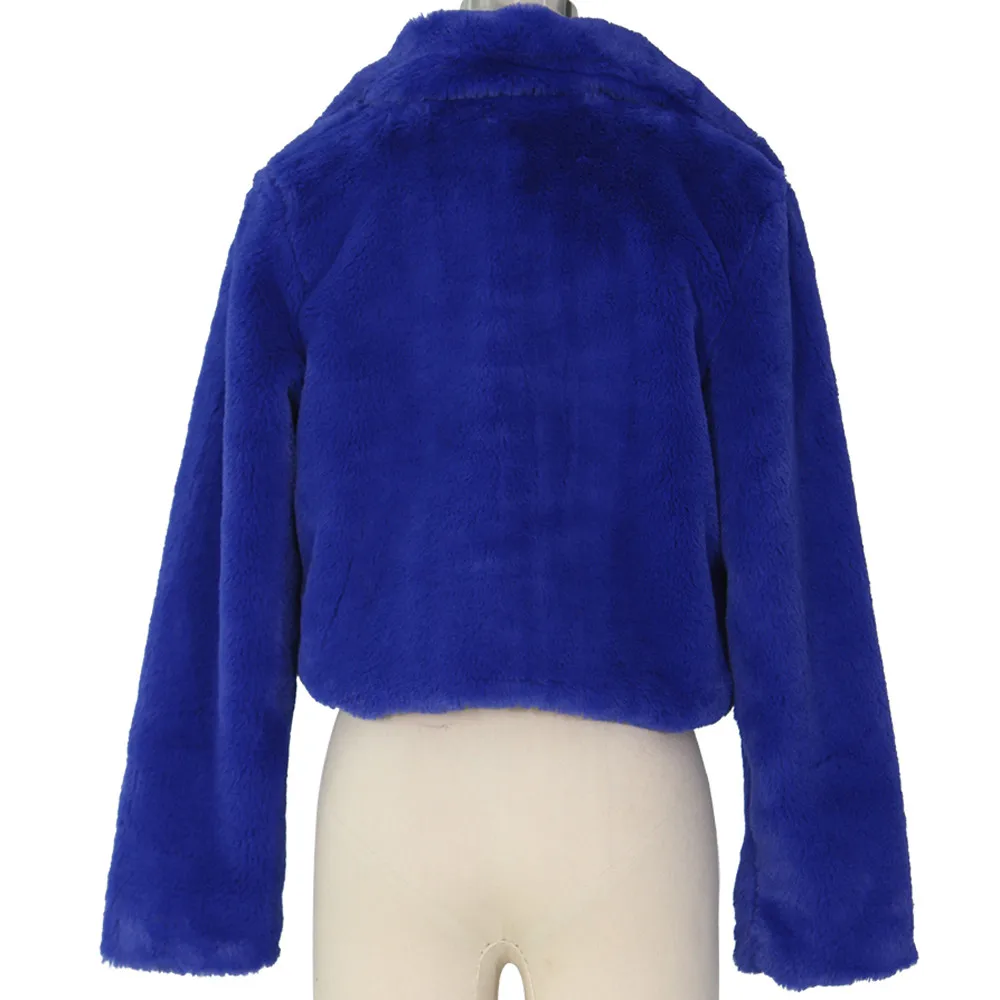 Осень зима теплая одежда женская куртка плюшевое пальто Искусственный пушистый отложной воротник короткое пальто на выбор Женская куртка