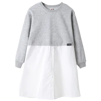 

Teenage Girls Dress 2020 Autumn New Sweatshirt patchwork Children Clothing toddler Kids Casual Dress cotton Fashion Brief, #9151