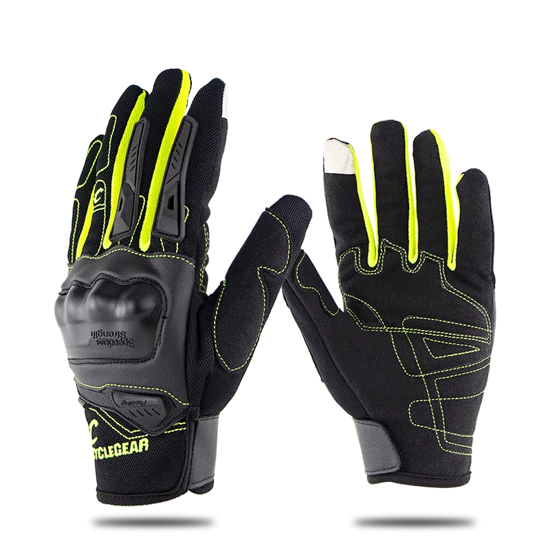 Moto rcycle сенсорный экран guantes gant moto полный палец защитные перчатки Экипировка гоночный Байкер езда мото rbike moto крест luva moto - Цвет: green