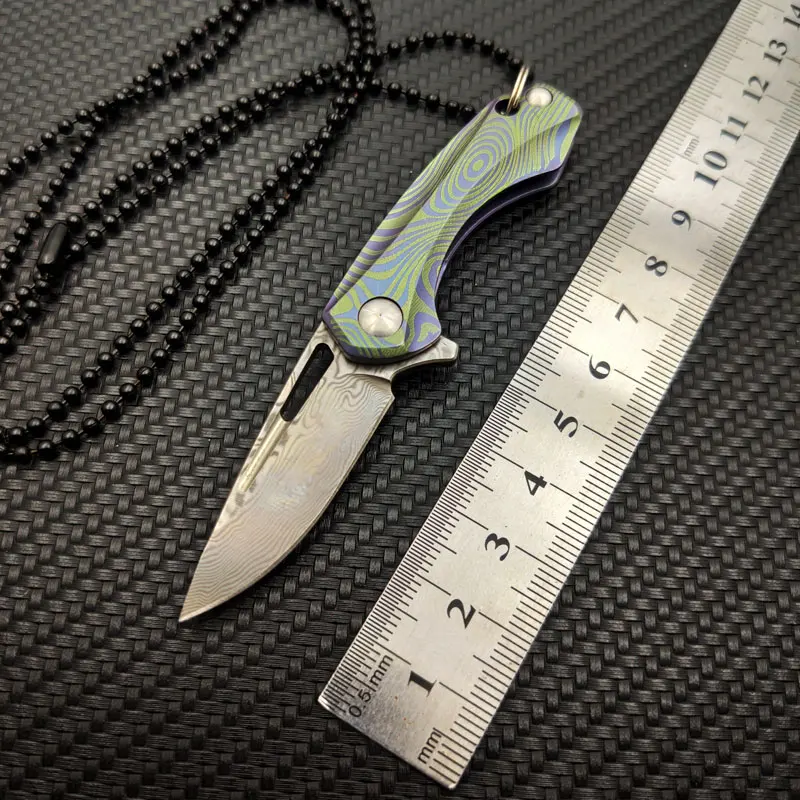 Прямая поставка титановая ручка высокопрочный нож из дамасской стали для