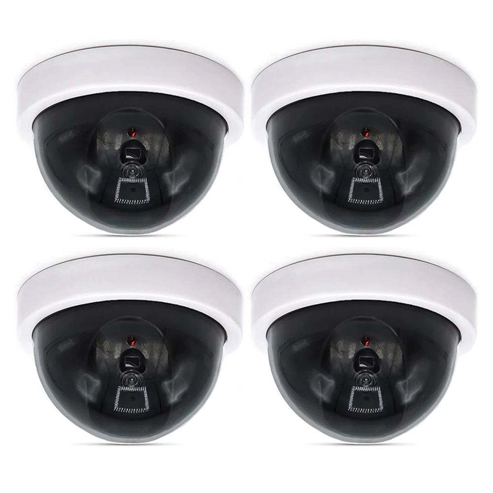4 Uds. Cámara domo CCTV de seguridad simulada con luz pegatina roja intermitente LED DU55