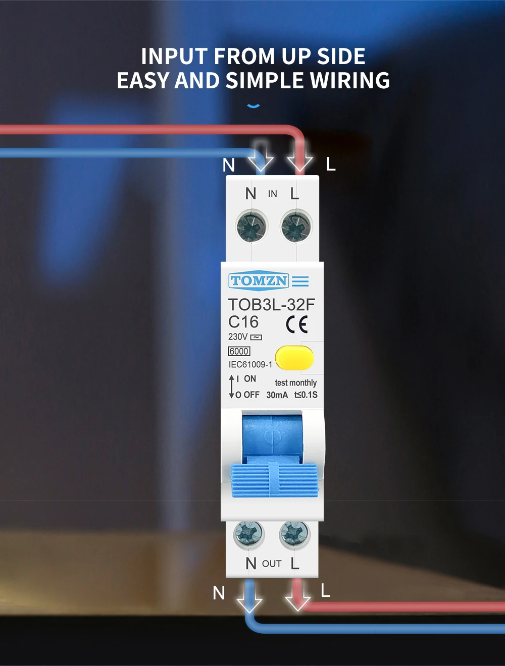 Interruptor automático diferencial atual residual de rcbo