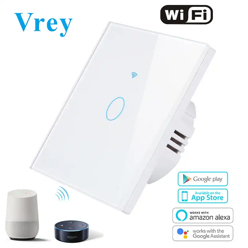 Interruptor Tactil Inteligente Vrey Wifi App Interruptor De Pantalla Tactil De Luz De Pared De 110 V 240 V Panel De Interruptor De Cristal Y Control Remoto Flexible Aliexpress