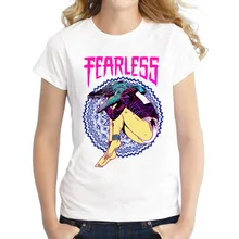 2019 Vrouwen Krokodil Hoofd T-Shirt Korte Mouw Casual Tops Nieuwigheid Fearless Bedrukte T Shirts Fashion Tee(China)