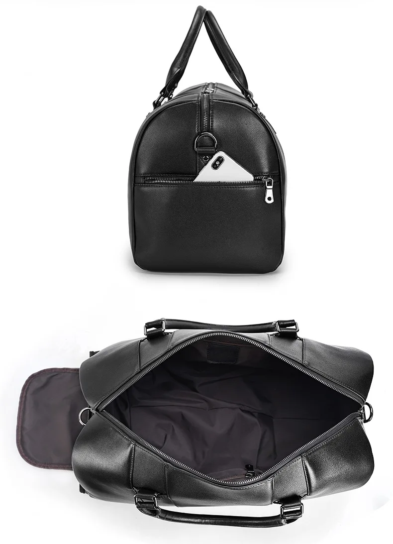 Woosir Modern Man Travel Bag Leather Black