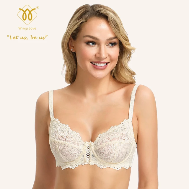 Wingloves Women's Full Coverage Bra Lace Underwire Minimizer Bra