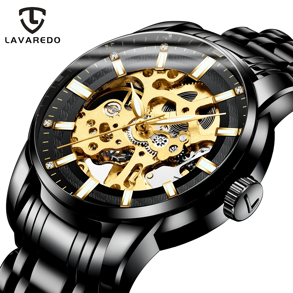 Lavaredo Automatic Skeleton Watches Top Brand Scale Luminous Hands Men Watch Mechanical Male Clock Classic Wristwatches A5 | Наручные