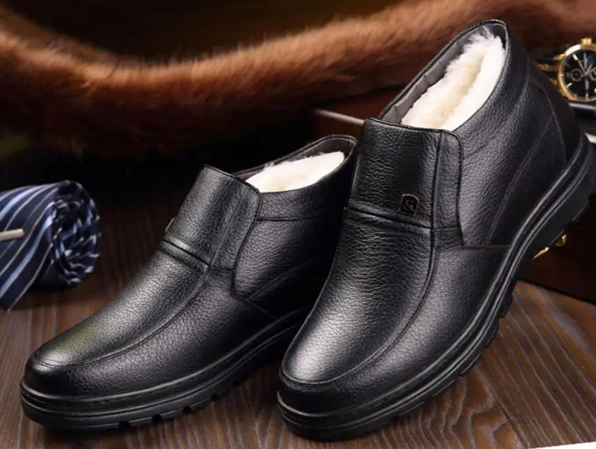 Winter Men Genuine leather Boots High quality Thick wool male super warm snow boots Oxfords men Non-slip cotton Shoes boot