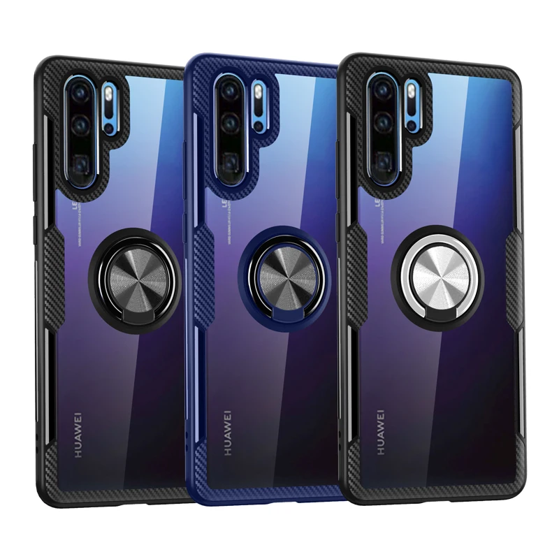 

Transparent Cover,Case For Huawei P30 Pro Lite P20 Mate 20 Shockproof Armor Metal Ring Holder Cover Huawei P30Pro Case P20Pro On