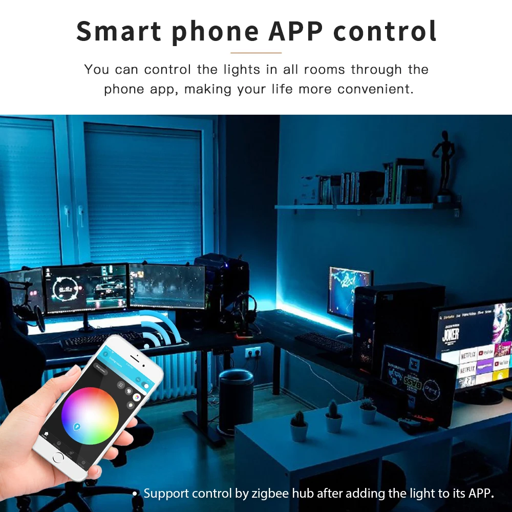 Conjunto de Tira Controlador para Rgb plus Cct Trabalhar com Alexa Rgb plus Cct Zigbee Zll Link Inteligente Zigbee Kit Conduzida Controlador para Tira Luz à Prova d' Água Smartthing 13 Zigbee-RGBCCT+??_06