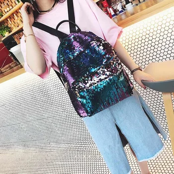 

Women Backpack Chic Bling Sequins Glitter Back Fashion Small Glitter Backpack Women Silver Sequin For School Work Backpacks