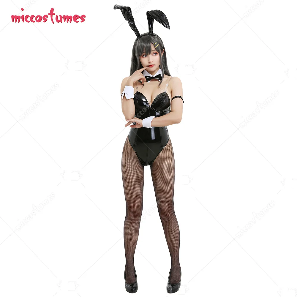 Häschen PU Cosplay Kostüm Damen Senpai Schwarzer Jumpsuit Bodysuit Halloween Outfit 11 Häschen PU Cosplay Kostüm Damen Senpai Schwarzer Jumpsuit Bodysuit Halloween Outfit 2