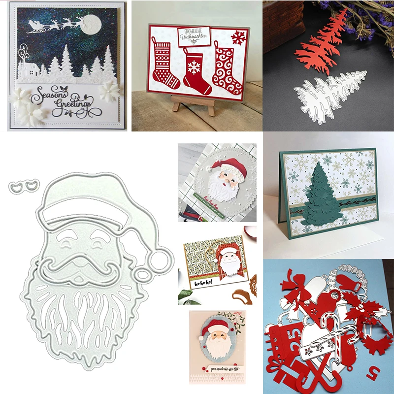 

Christmas Trees Stocking Santa Claus Metal Cutting Dies Xmas Stencil for Scrapbooking Die Stamping Embossing Template Craft Dies
