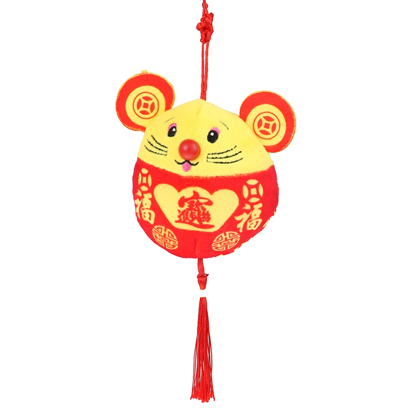 Новогодняя плюшевая игрушка-талисман в виде крысы, плюшевая красная мышка в костюме Тан, мягкие игрушки, китайские вечерние украшения на год, подарок