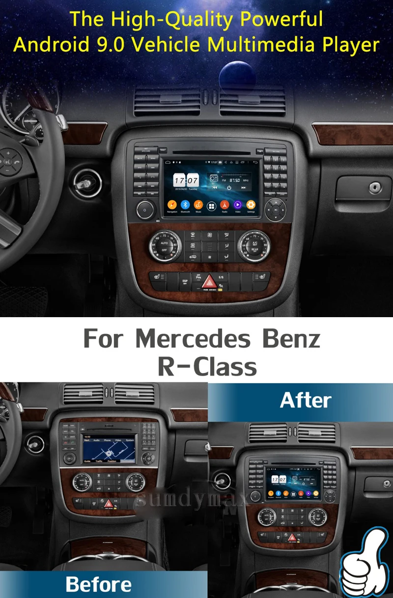 Excellent Octa Core 2 din Android 9.0 Car DVD player GPS Stereo Radio for Mercedes Benz R Class W251 R280 R300 R320 R350 with wifi 4