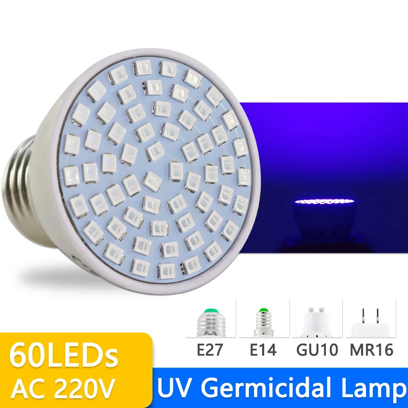 Tanie Żarówka LED UV bakteriobójcza GU10 E27 MR16 E14 lampa UV do usuwania sklep